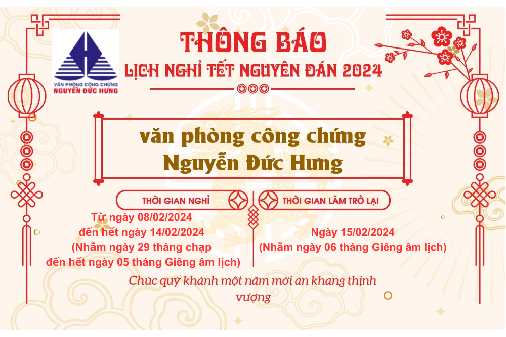Thông báo nghỉ tết âm lịch năm Giáp Thìn