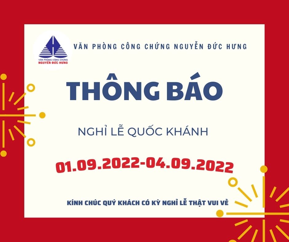 THÔNG BÁO NGHỈ LỄ 02.09