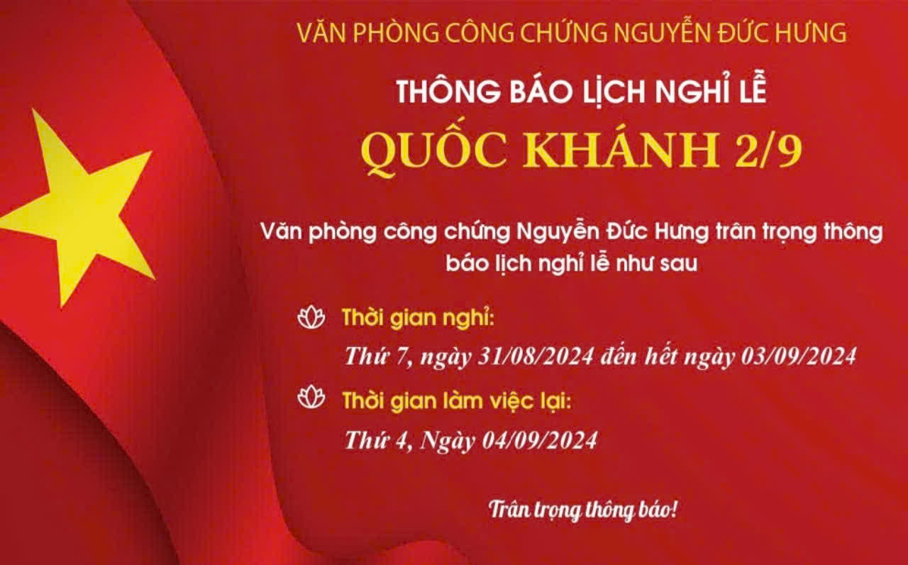 Thông báo nghỉ lễ Quốc Khánh 2/9
